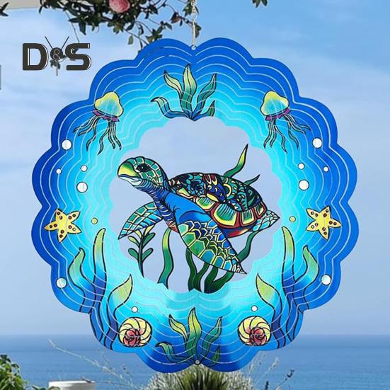 3D Animal Wind Spinner Decoration with Hook Indoor Outdoor Garden Yard Porch Colorful Turtle Butterfly Rooster Dragonfly Flower Wind Chime Hanging