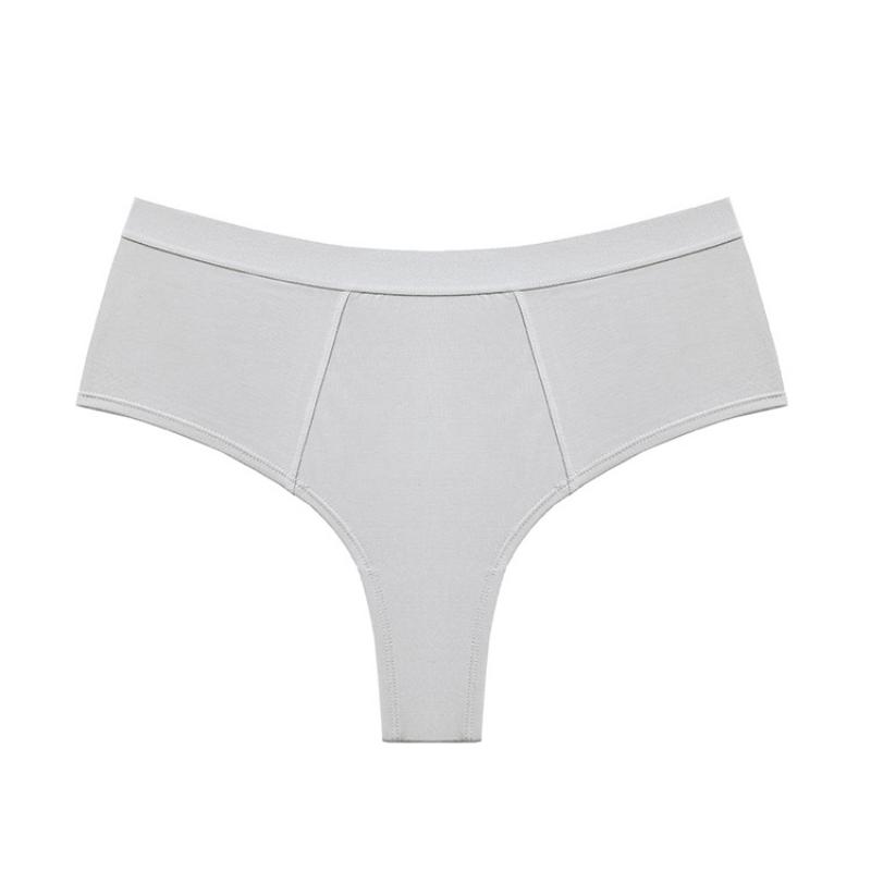Pure Color Comfortable Cotton Simple Basic Women's Cotton Mid Waist Half Buttocks Large Briefs
