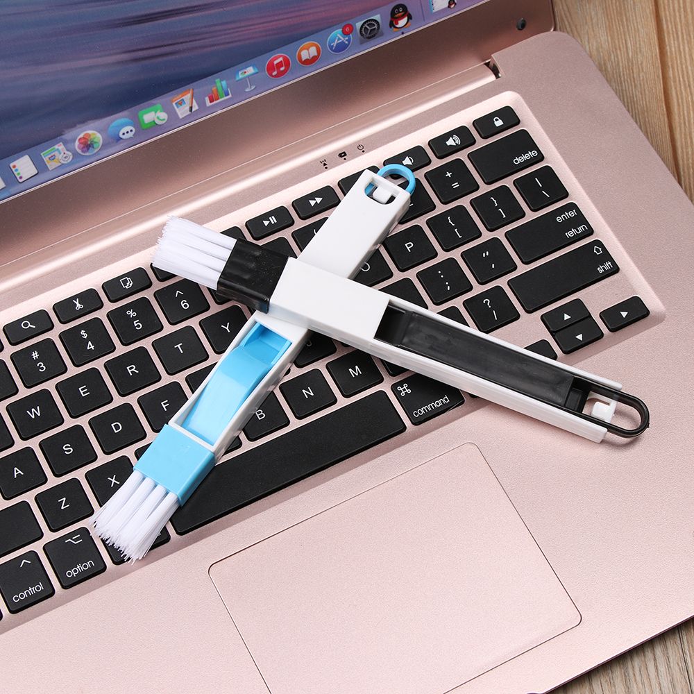 Household  Kitchen Bathroom Dirt Remover Keyboard Brush 2 In 1 Grooves Cleaning Tool Desk Set