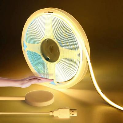 DC5V USB COB Светодиодная лента 1 м/2 м/3 м/4 м/5 м с регулируемой яркостью полосы COB с сенсорным и ручным диммерным переключателем для освещения кабинета в спальне