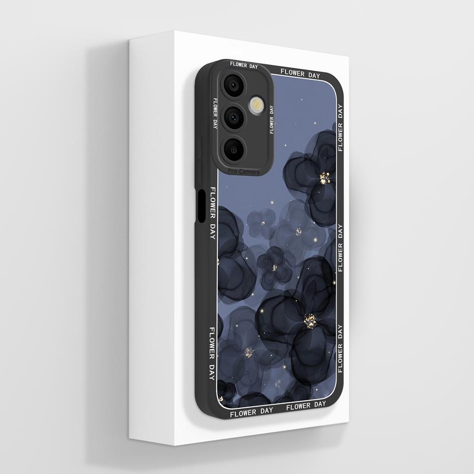 Чехол для телефона Samsung Galaxy A15 A 15 4G 5G. Роскошный модный дизайн. Матовый черный квадрат. Высококачественный мягкий жидкий силиконовый чехол для бампера Samsung.