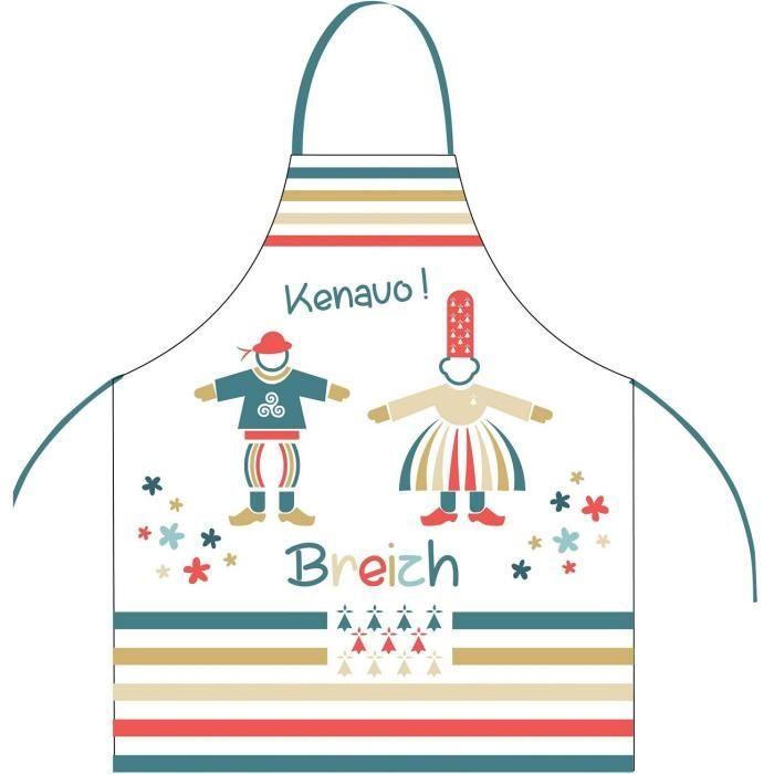 Tablier - Kenavo breizh - 72 x 85 cm - 100% Coton - Ourlet - Style Campagne