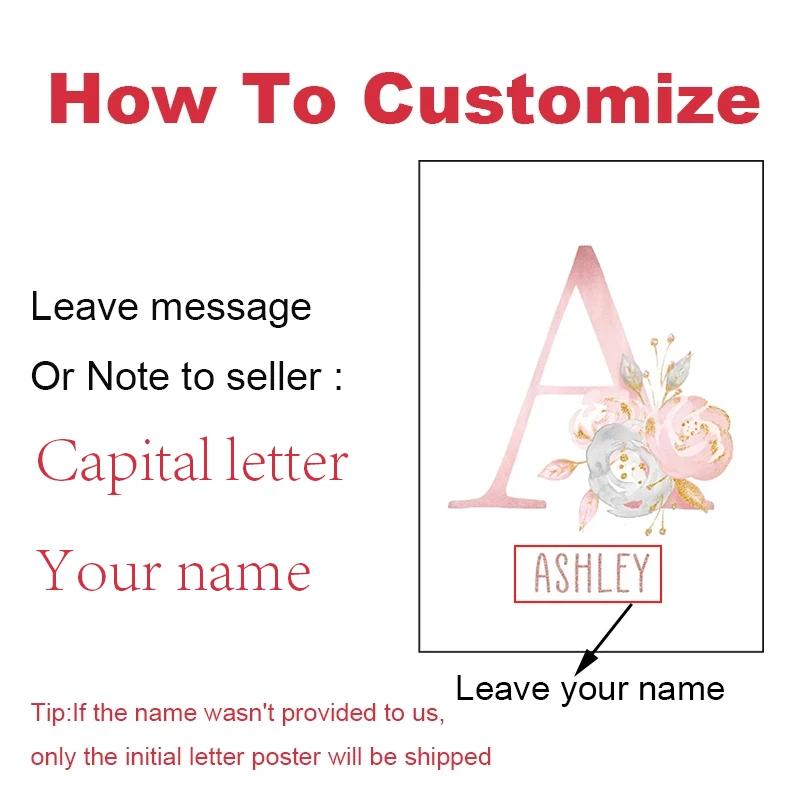 Персонализированное имя Розовое настенное искусство Холст Картины Девочка-балерина Единорог Бабочка Декор для детской комнаты Постер для детской Картинки Настенный декор