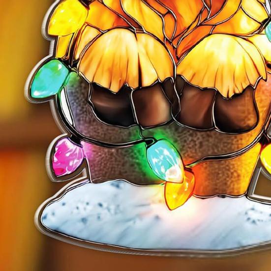 Рождественское украшение «Шотландская высокогорная корова» с эффектом витража, подвеска на окно, декор «Шотландская высокогорная корова», деревенский акриловый шотландский ловец солнца для декора фермерского дома, украшение на елку