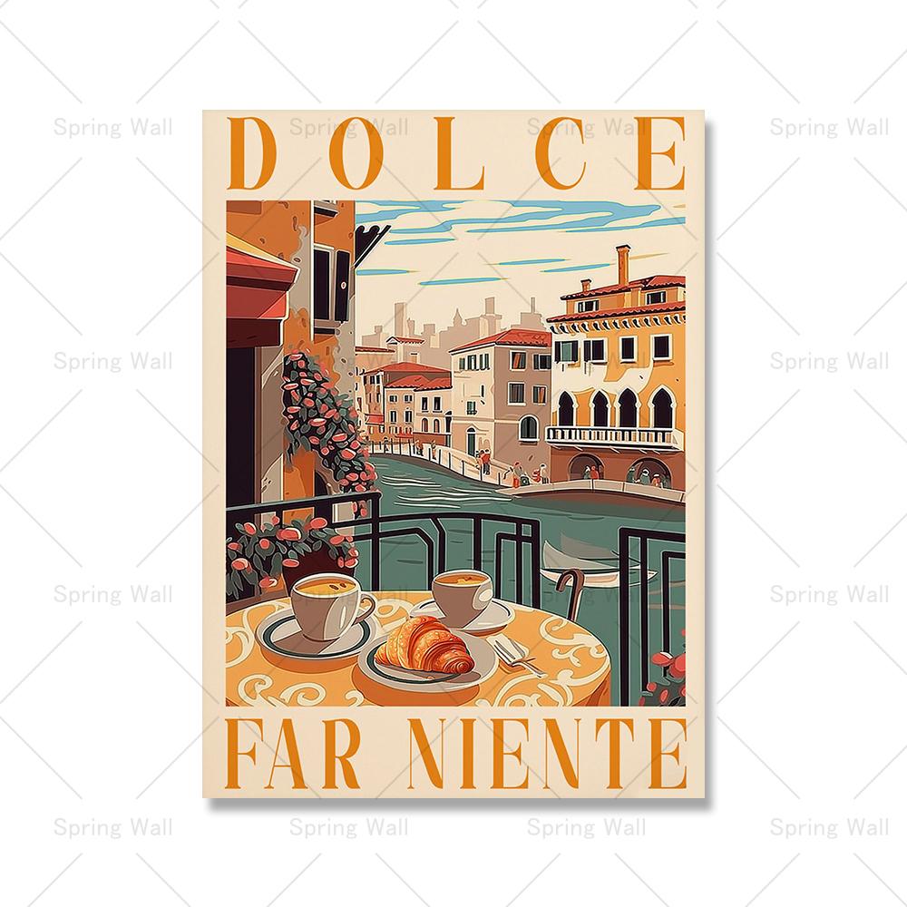 La Dolce Vita плакат и принт ретро Spritz коктейль холст картина Позитано Италия Амальфитанское побережье путешествия настенное искусство декор для спальни