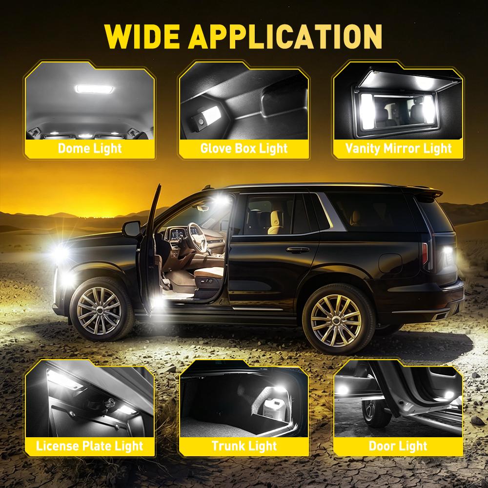 2Pcs AUXITO T4W LED Lamp BA9S LED Bulb 12V Canbus Error Free for Car Interior Dome Map Instrument Door Light Non-Polar Plug Play Bulbs 7