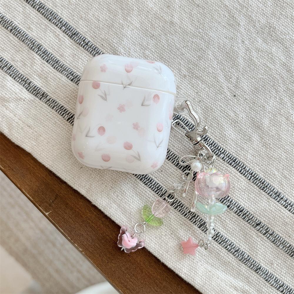 INS wind tulip flower earphone cover is suitable for Apple airpdos1/1st generation cute pendant case PRO1/PRO1