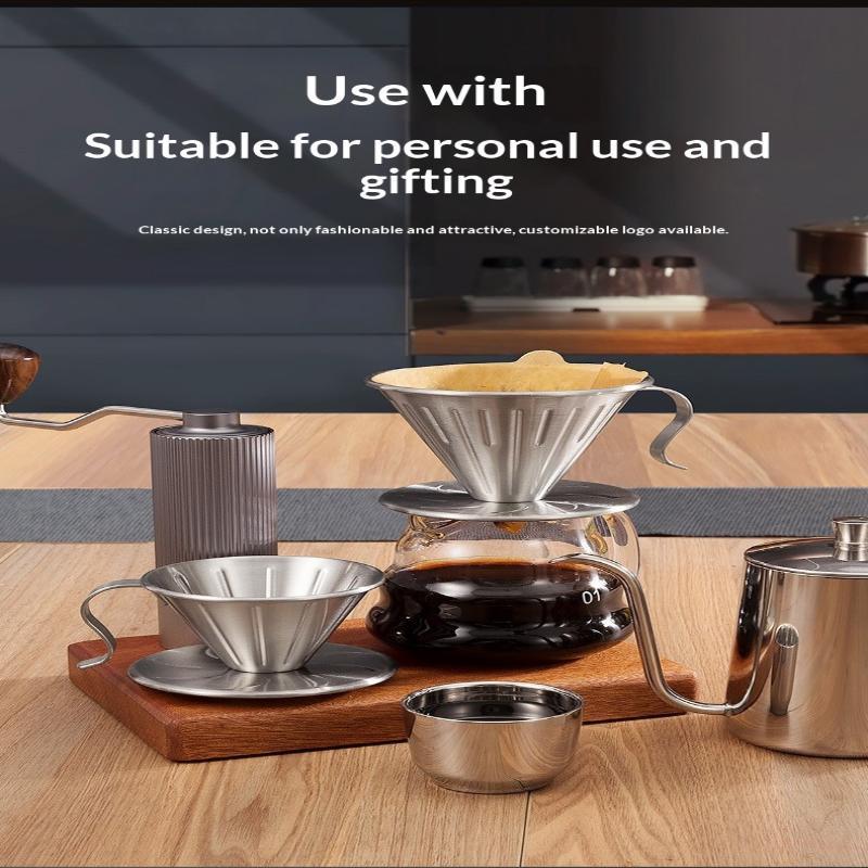 Stainless Steel Pour Over Coffee Dripper Reusable Rustproof Design Perfect For Home Office Coffee Brewing