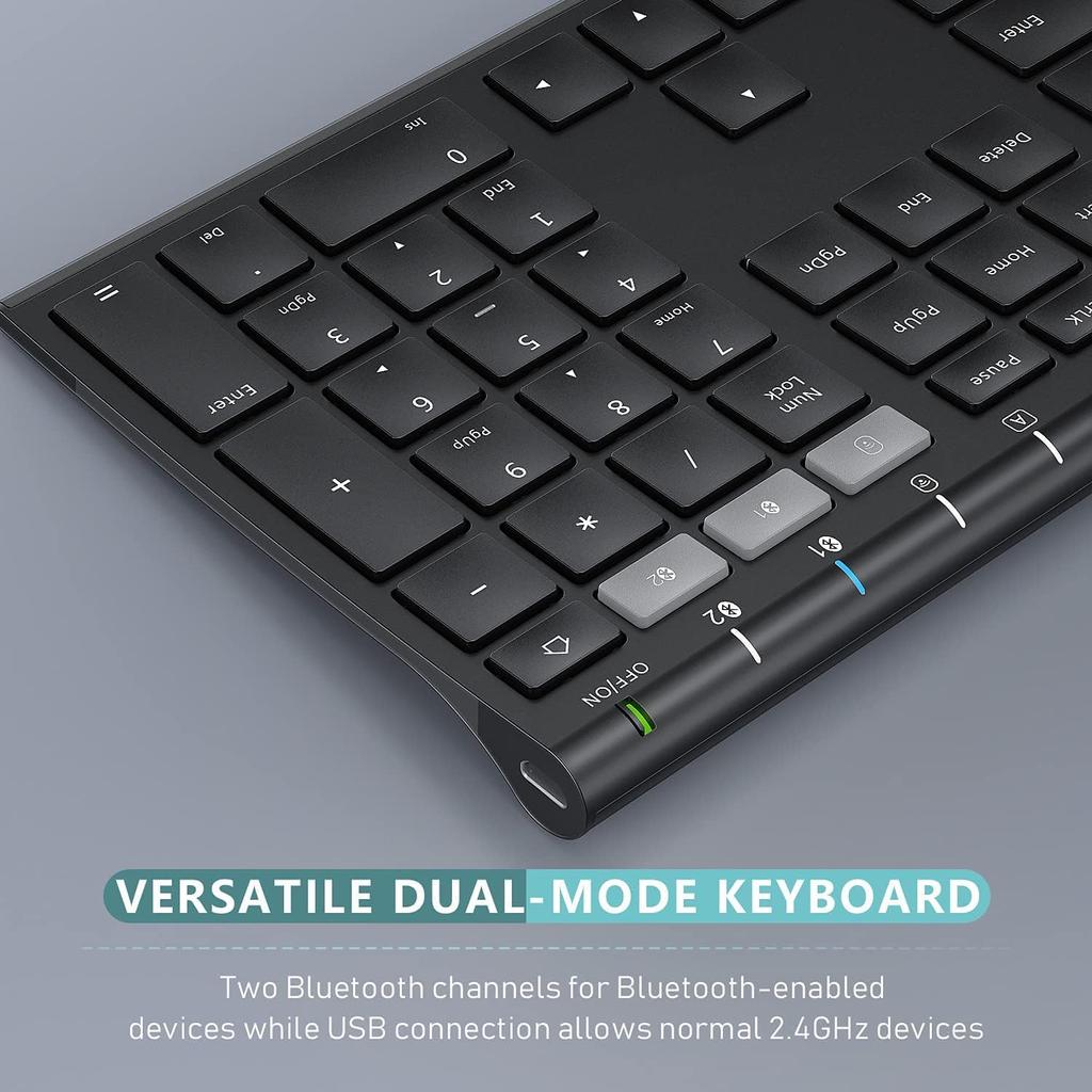 Bluetooth Keyboard and Mouse Combo Multi-Device Ultra Slim Wireless Rechargeable Keyboards Mice for Windows Mac OS iOS Android