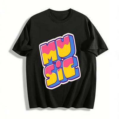 Детская повседневная хлопковая футболка, Веселый граффити MY SLOGAN Color Block Принт, Дышащий повседневный топ для мальчиков и девочек, Футболка из чистого хлопка