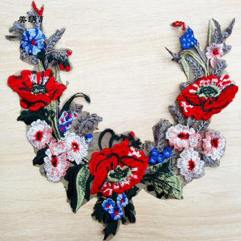 1 шт. красно-синяя кружевная ткань с вырезом и воротником, свадебное платье ручной работы ручной работы, кружевной воротник для шитья, принадлежности для рукоделия