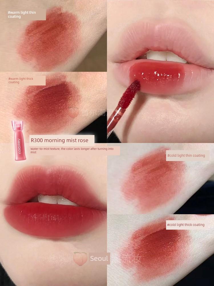 The Pseudo-Natural Makeup Goddess! Colorkey Water Mist Lip Glaze Upgraded Version Mirror Matte Lipstick for Women