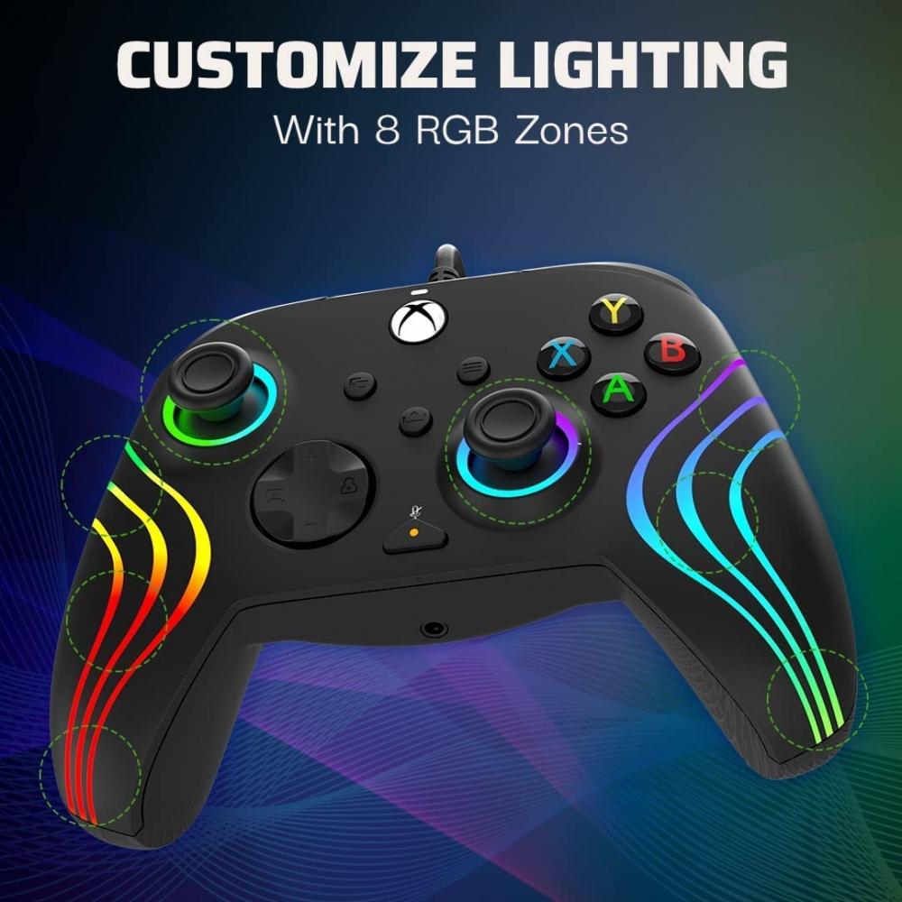 Проводной контроллер Afterglow Wave LED PDP Проводной контроллер Afterglow Wave LED для Xbox Series XS - черный [Официально лицензированный продукт Xbox]