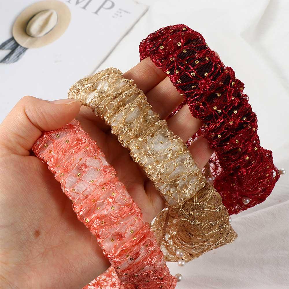 Аксессуары для волос Девочки Кружево Цветок Корейский стиль Повязки на голову Жемчуг Тюрбан Повязка на голову Женские Головные повязки