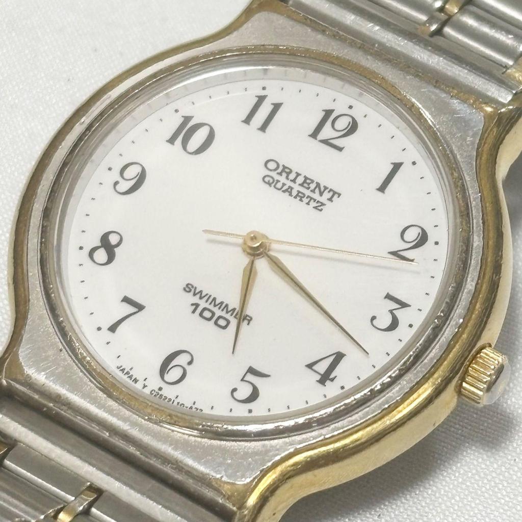 Б/у [Бесплатная доставка] ORIENT/SWIMMER100/C252L1-00/Белый x Серебристый/Кварцевые часы/Батарея разряжена/Работоспособность не подтверждена/Б/у товар/Нерабочий товар