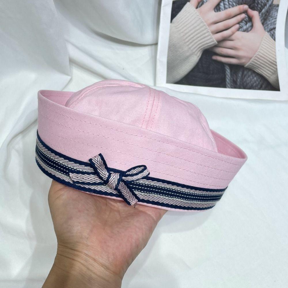 Flip Brim Women's Navy Hat Japanese Y2k Berets Cute Bow Sailor Caps Outdoor