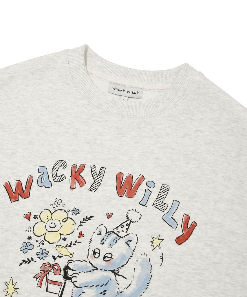 WACKY WILLY Women'S Vintage Graphic Semi-Oversized Sweatshirt Oatmeal