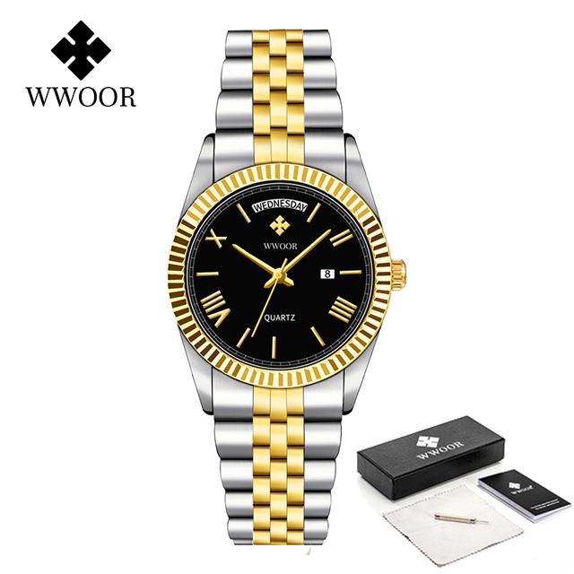 Top Brand WWOOR Business Watch For Men Fashion Luxury Men Watch Male Clock Warterproof Quartz Wristwatch Sport Relogio Masculino