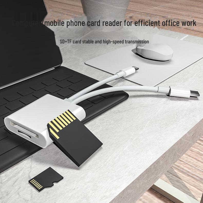Высокоскоростной многофункциональный картридер Type-C для карт памяти SD/TF, совместимый с устройствами Apple