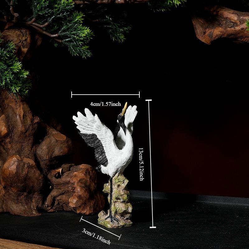 Миниатюрный венценосный журавль, статуэтка журавля, китайская статуэтка птицы из смолы для сада фей, украшение для аквариума, бонсай, ландшафтный декор для дома