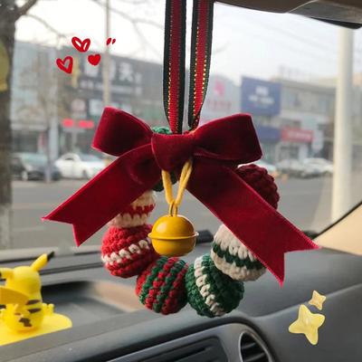 1 шт., рождественские автомобильные аксессуары, сделай сам, ручная работа, вязание крючком, зеркало заднего вида, автомобильный кулон, подарки