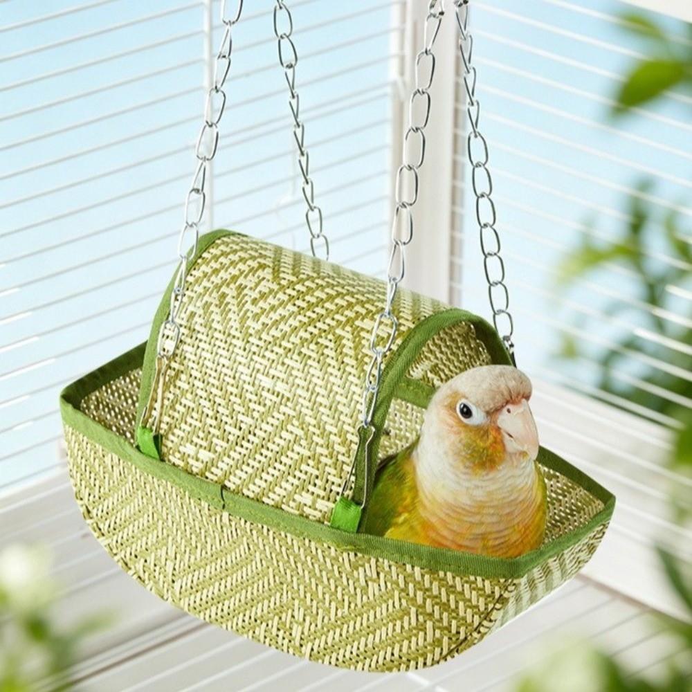 Woven Parrot Sleeping Tent Boat Shape Bird Nest Bed Pet Supply Hanging Bird Nest Aviary Use