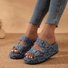 Fashion Women's Denim Slippers 2024 New Summer Women's Fashion Designer Flat Sandals Women's Breathable Beach Slippers Zapatos De Mujer