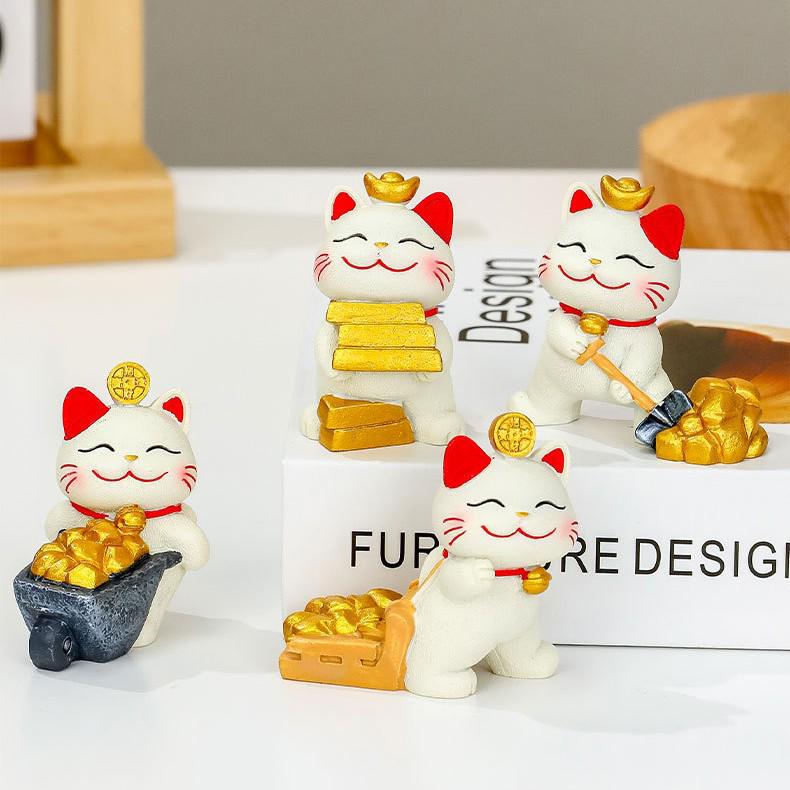 Счастливый кот смола держатель для мобильного телефона - Милое украшение для офисного стола, подарок