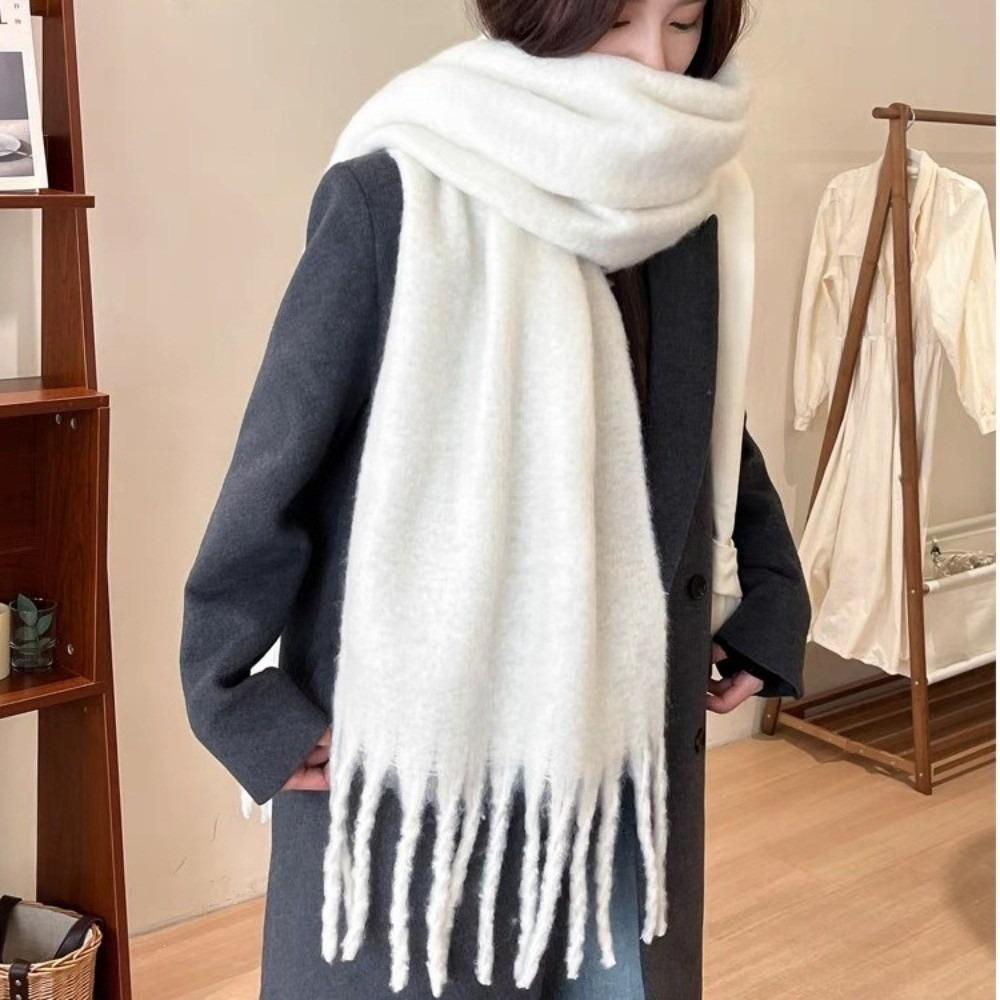 Tassel Wool Scarf Plush Long Shawl Retro Winter Cashmere Scarves Student