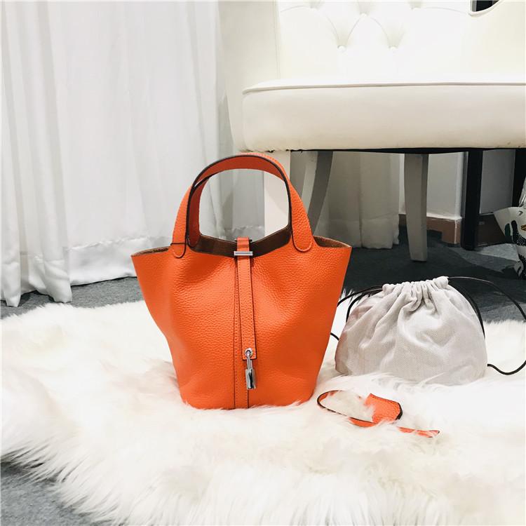 Модная сумка-корзина, женская сумка, сумка-ведро, новая повседневная сумка-ведро из коровьей кожи с верхним слоем
