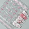 1 шт. 5D рельефные наклейки для ногтей Kawaii Lace Series, розовые наклейки с бантом и сердечками для украшения ногтей, самоклеящиеся маникюрные аксессуары Diy