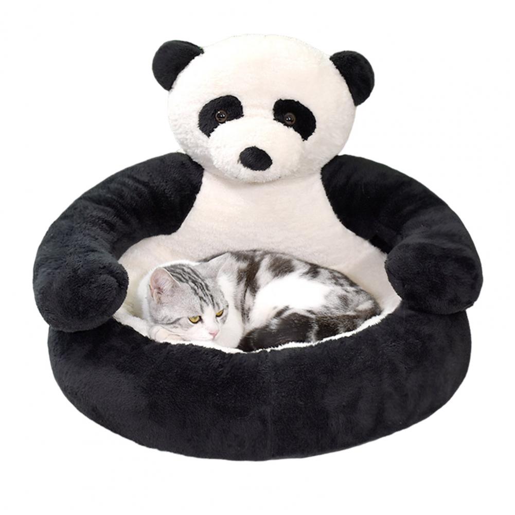 Dog Bed Plush Fabric Semi-enclosed Pet Bed Cozy Teddy Bear Dog Bed with Armrests Fluffy Plush Cat Sofa Non-slip for Pets