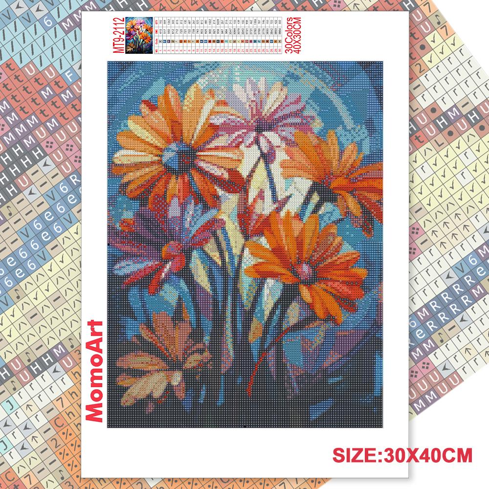 DIY Алмазная вышивка Цветок ромашки Рукоделие Картина Пион Ваза Стразы Картина Пейзаж Мозаика Настенный декор