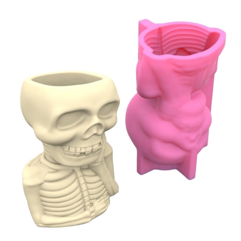 Череп человек гипсовая силиконовая форма суккуленты бетонная ваза для цветов гипсовая цементная форма глиняная форма форма для подсвечника