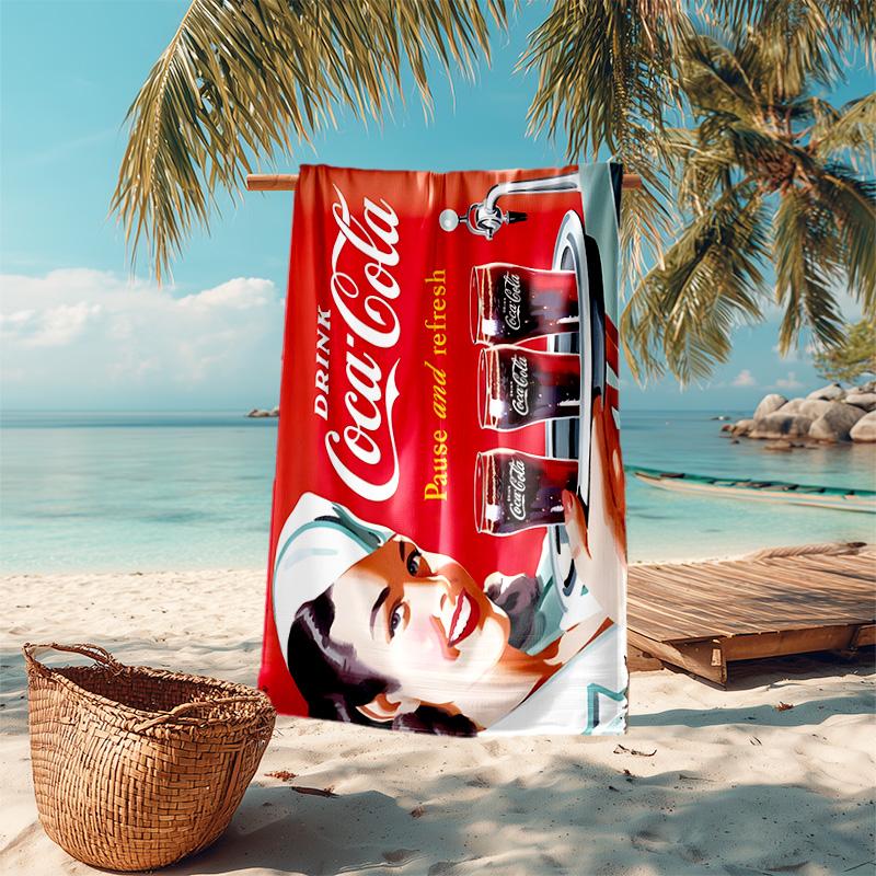 Christmas Gift Halloween Theme Bear Truck Coca Cola beach towel outdoor camping vacation swimming beach towel outdoor absorbent bath towel Y6