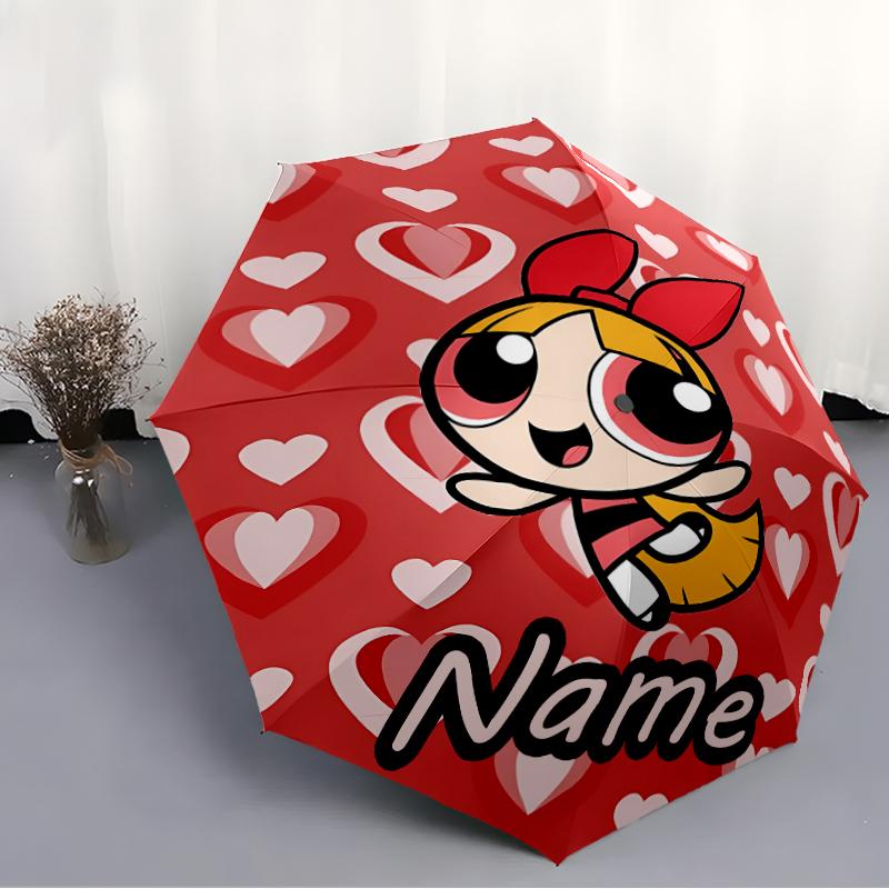 Personalized Name The Powerpuff Girls Print Umbrella - Automatic Open/Close, Eight-Rib Durable Frame, Automatic Folding Umbrella