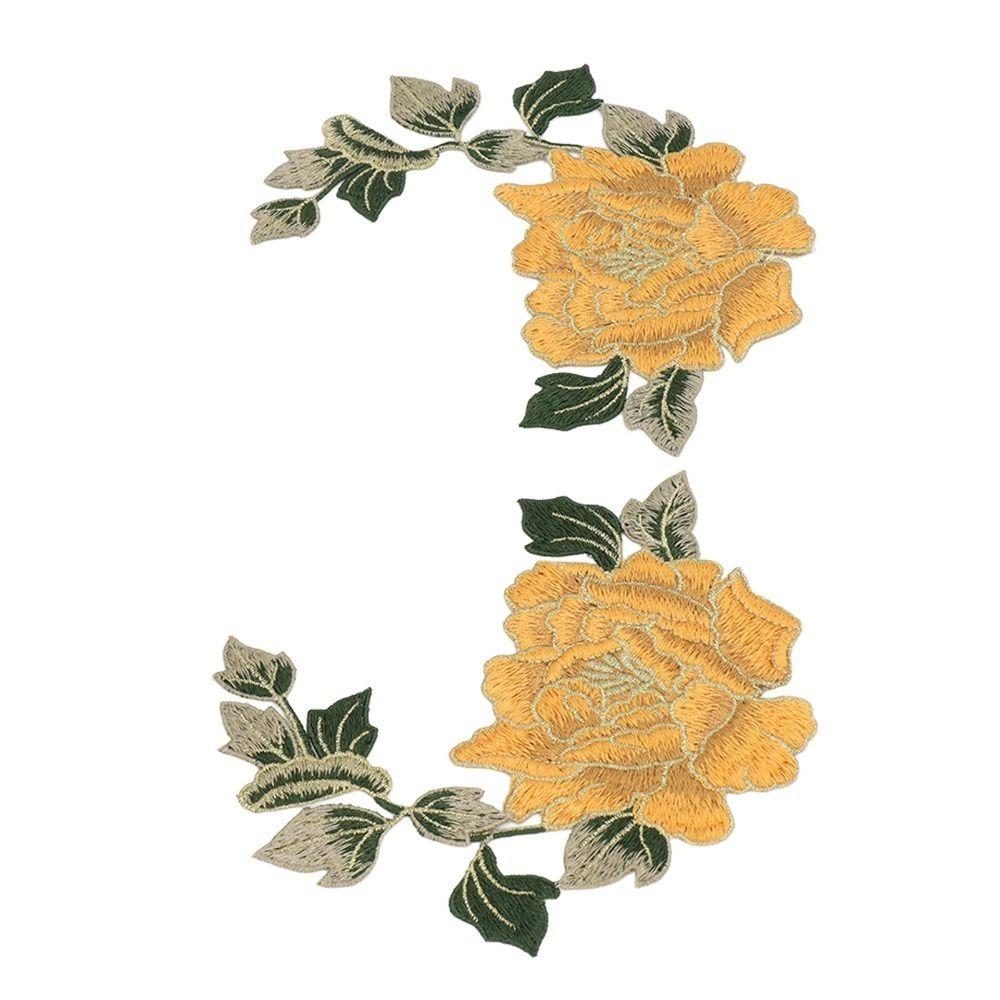 2 Pairs Floral Pattern Embroidered Patches Decorative Stitching Iron On Patches DIY Crafts