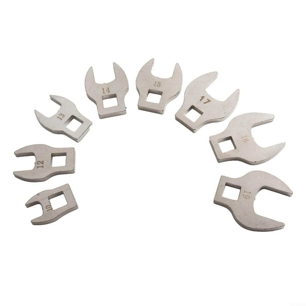 8Pcs 10-19mm Nut Wrench Head Movable Head Ratchet Wrench Crowfoot Wrench Set Mechanics Tools