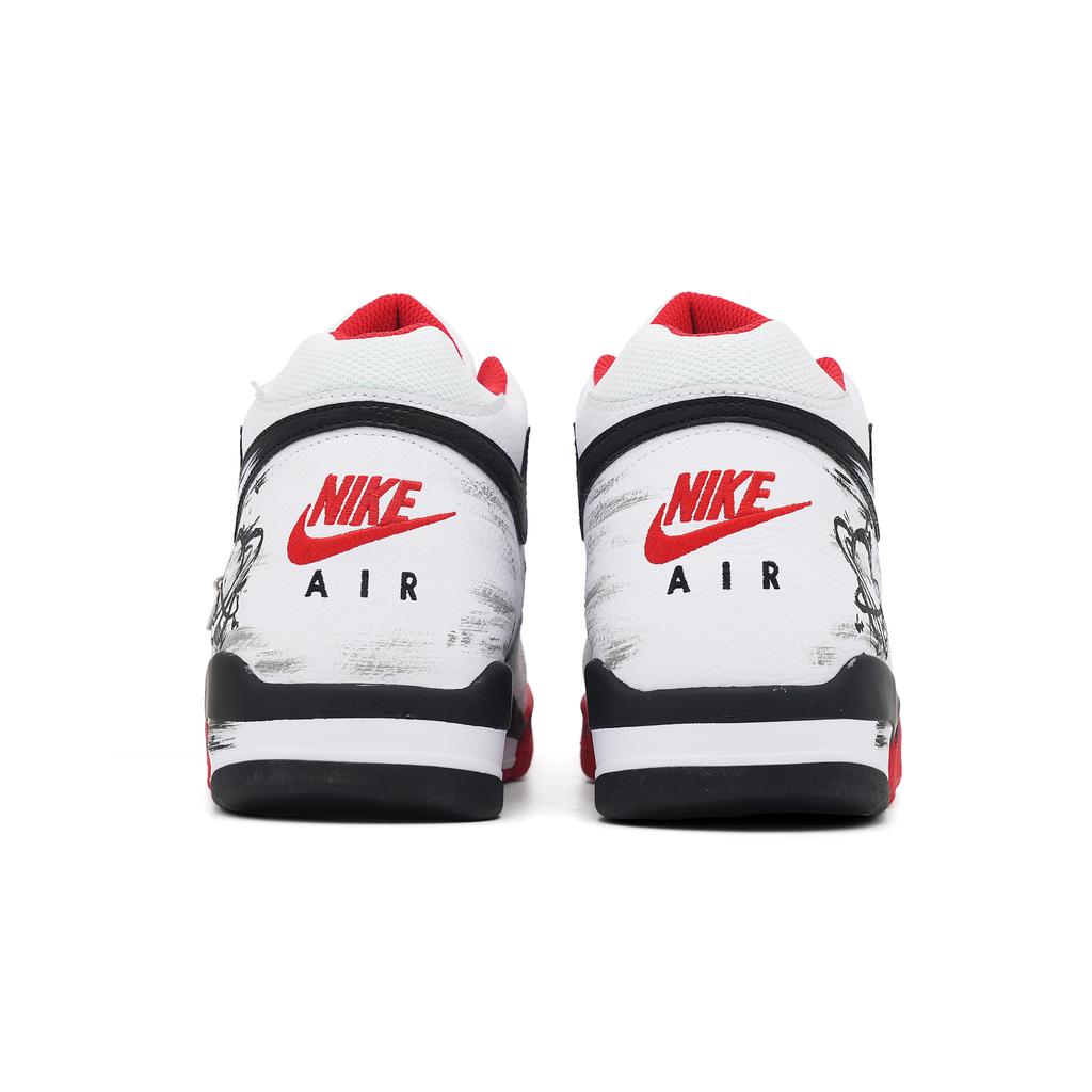 Nike Flight Legacy Fiery Star Halo Coverage Height Increasing Support High top Vintage Basketball Shoes Men's Black Red BQ4212-100(Team861-)