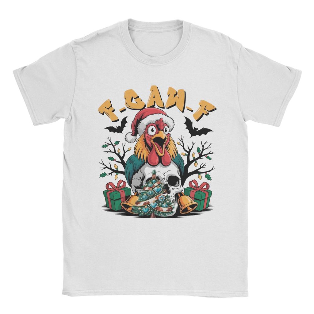 F-Caw-F Christmas Chicken Funny Gothic Christmas Men T Shirt Funny Tees Short Sleeve Crew Neck T-Shirts Cotton Plus Size Tops