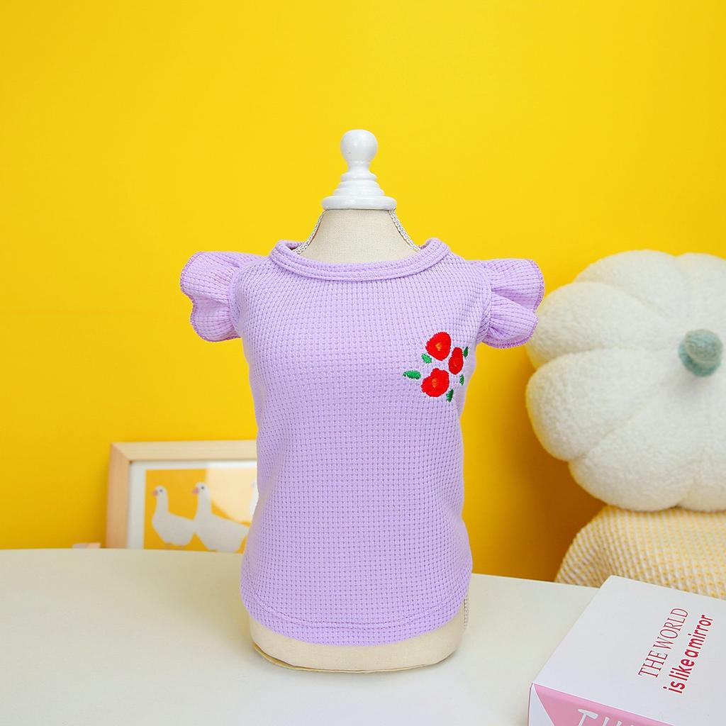 Лето 2023, Ins, одежда для домашних животных, новая одежда для домашних животных, одежда для щенков, вафельная майка с летающими рукавами