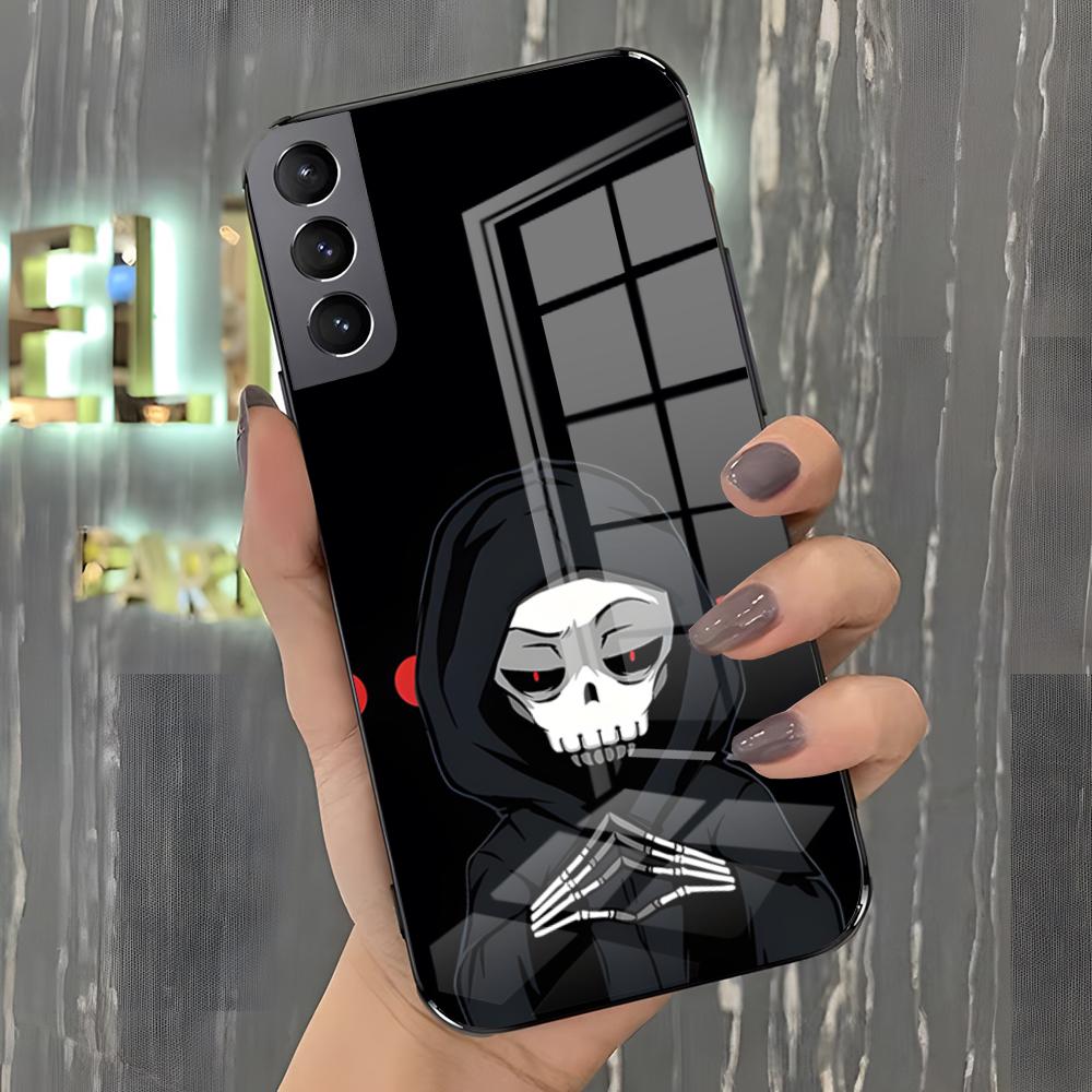 Крутой чехол для телефона Жнец Для Samsung S26 S25 Plus S20 S20 Plus S22 Ultra S23 FE S21 Plus S21 Ultra Стеклянная крышка