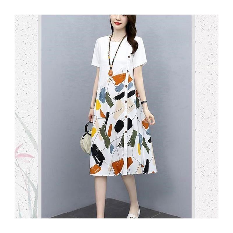 2023 Summer Women Loose Casual Print plus Size Dress Dresses