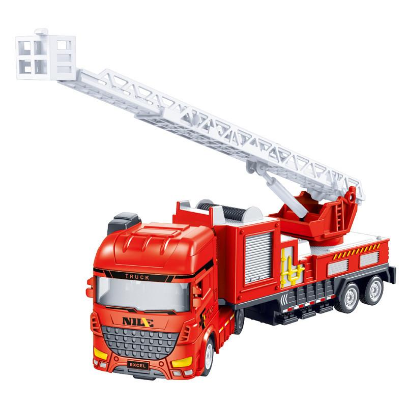 Игрушечный пожарный автомобиль Inertia Large Fire Rescue Truck для мальчиков с водяным пистолетом и лестницей для развития воображения.