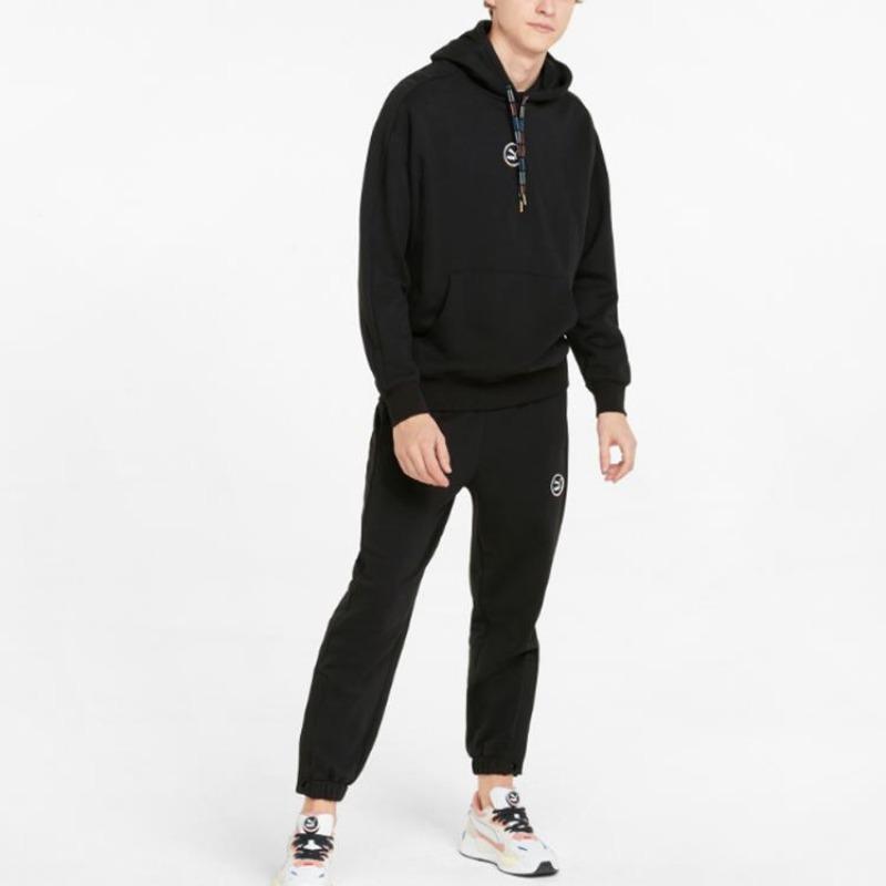 Puma Толстовка с капюшоном из хлопка с кулиской и логотипом, унисекс, черная 535374-01