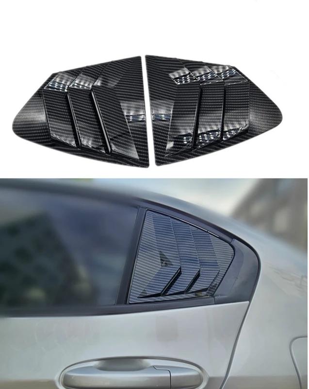 For Honda City 2009 2010 2011 2012-2014 Car Rear Louver Window Side Shutter Cover Trim Sticker Vent Scoop ABS Carbon Fiber ABS