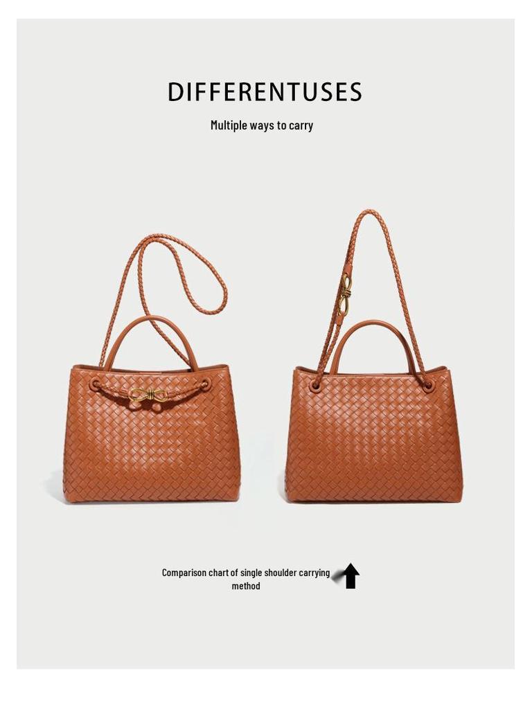 Винтажная плетеная сумка-тоут с металлической пряжкой - Универсальная сумка через плечо и кроссбоди