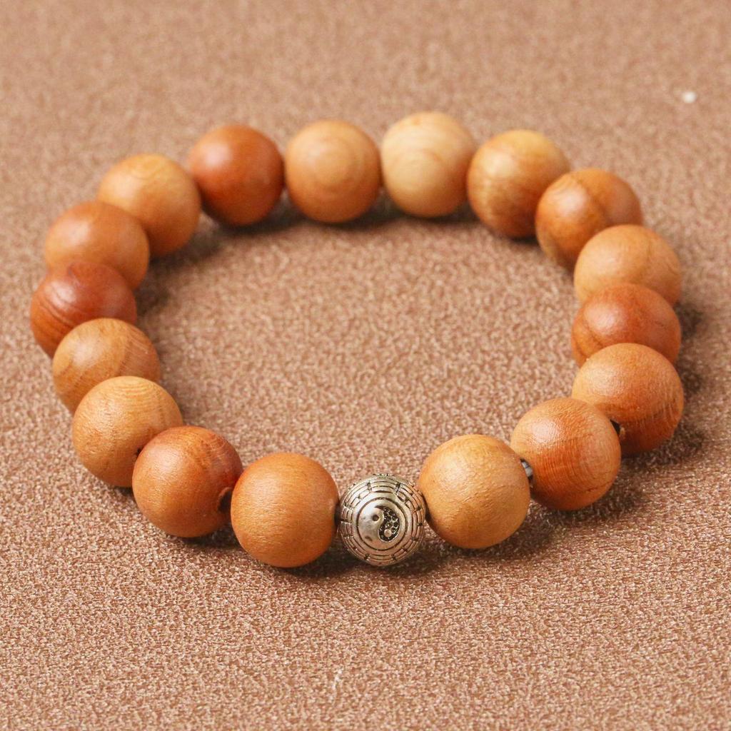 Peach Wood Buddhist Bead Bracelet: Men's and Women's Amulet with Cinnabar Rosary Beads