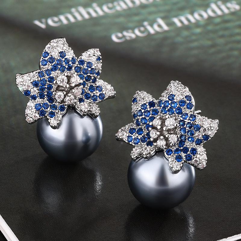 Универсальный модный комплект из серого жемчуга, ожерелье из серебра 925 пробы, серьги-иглы