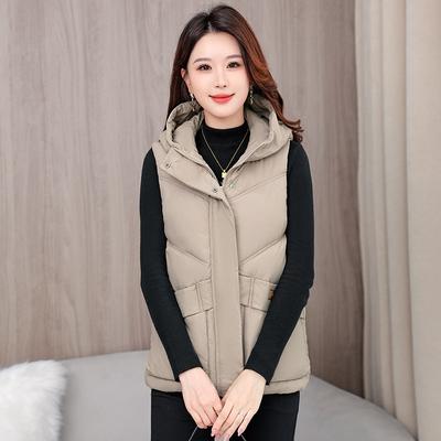 Новый жилет зимний хлопковый с клипсой в виде лошади, с капюшоном, модный и универсальный, короткий хлопковый жилет, свободный и стильный, приталенная куртка